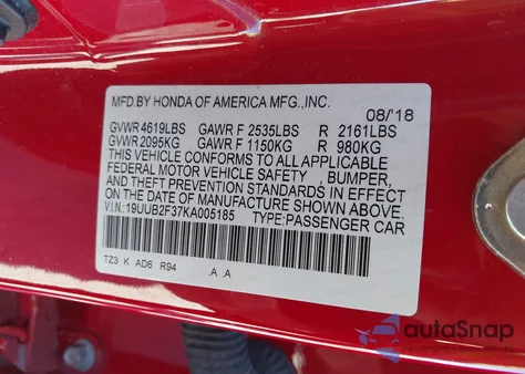 2019 Acura Tlx Standard z USA, uszkodzony, nr VIN 19UUB2F37KA005185